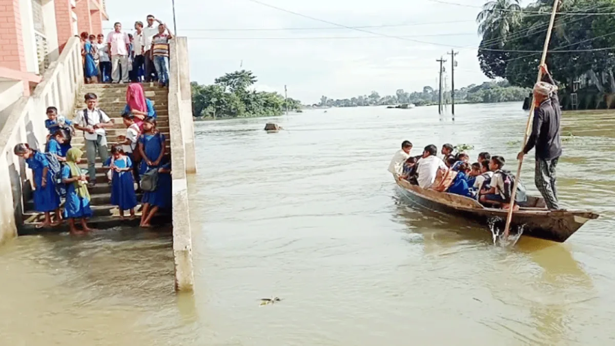Sunamganj students travel to school by boat