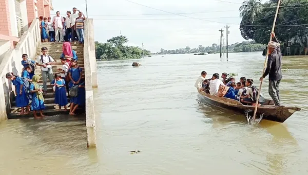 Sunamganj students travel to school by boat