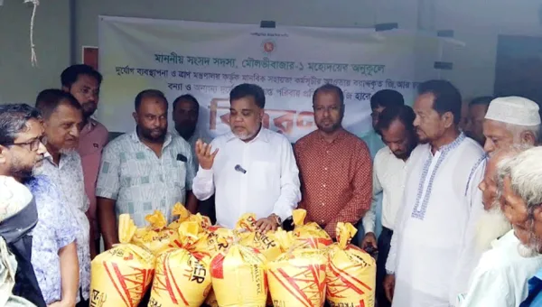 Humanitarian Aid Distributed Among Disaster-Affected Families in Moulvibazar